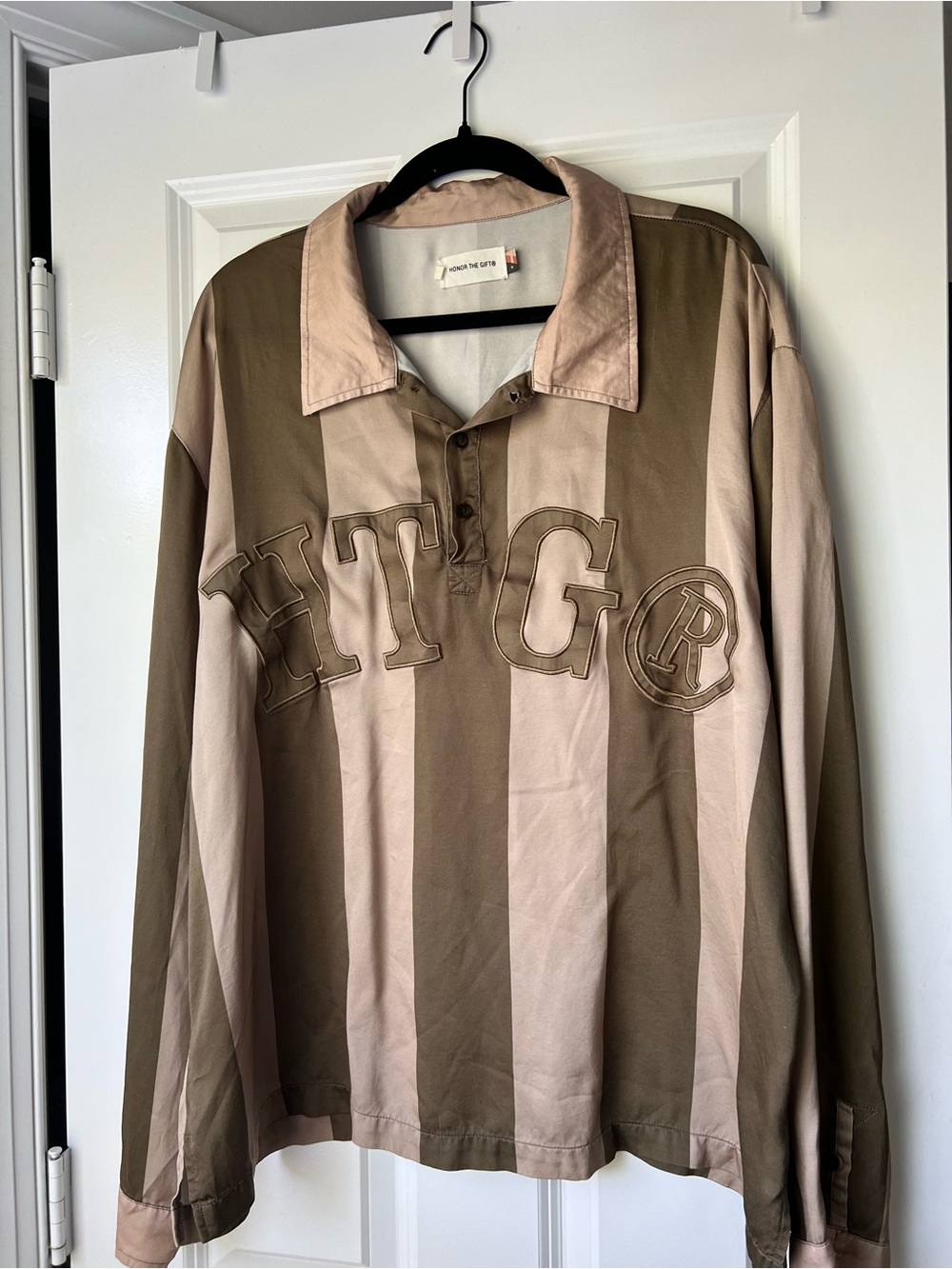 Honor The Gift Stripe Rugby 'Olive' size XXL Long sleeve Shirt
